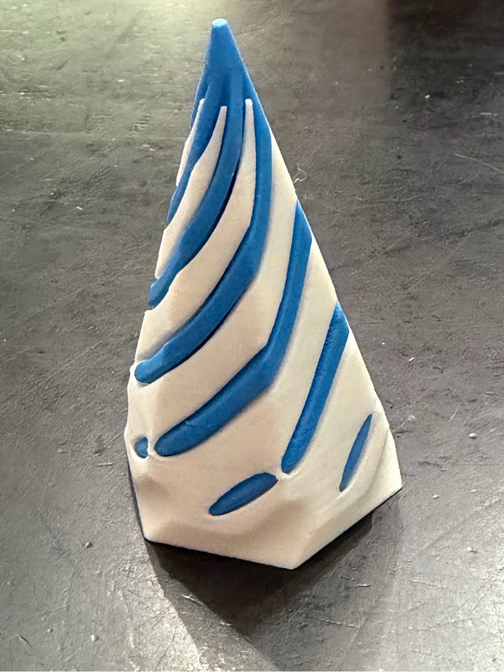 3D Printed Spiral Fidget Cone | Sensory Desk Toy | Stress Relief | Blue & White